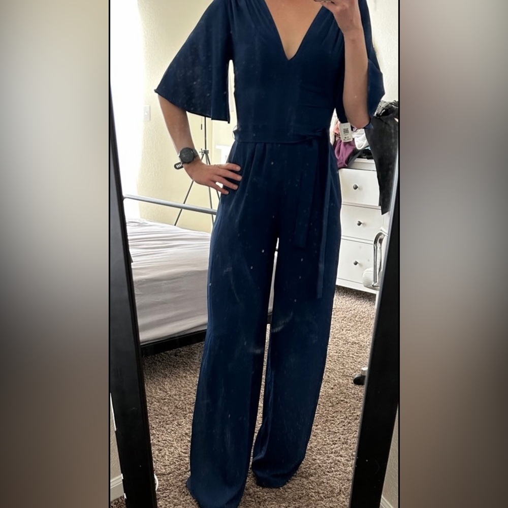 Amanda uprichard blue jumpsuit